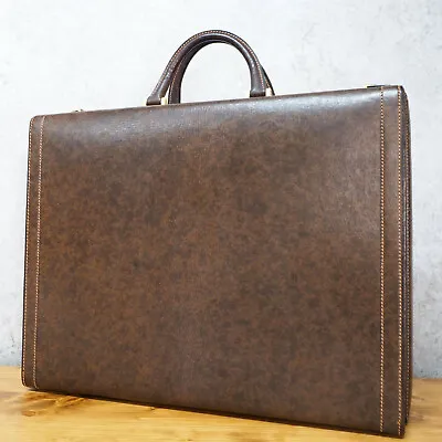 GUCCI Old Gucci Attache Case Trunk Case Briefcase Leather Pigskin Brown Vintage • $790