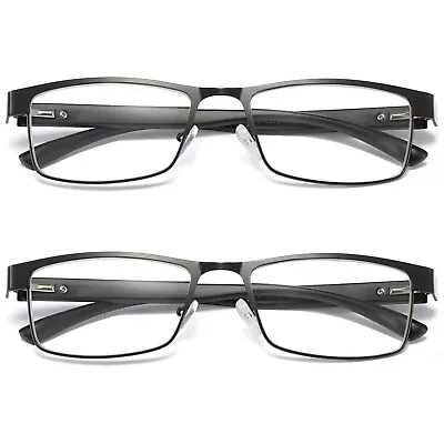$9.99 • Buy 2 PK Mens Rectangular Blue Light Blocking Reading Glasses Spring Hinge Readers