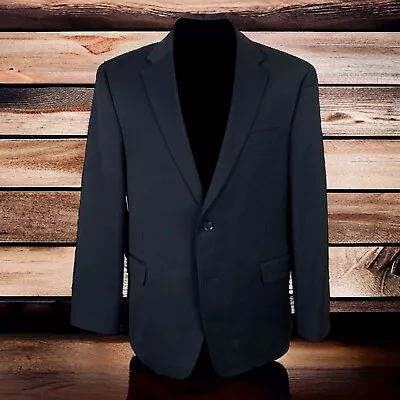 Tommy Hilfiger Blazer Jacket Mens 44S Solid Black Wool Blend • $49.95