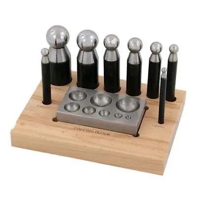 9PC Doming Block And Punch Set Steel Dapping Craft Metal Shaping Tool Kit • £20.99