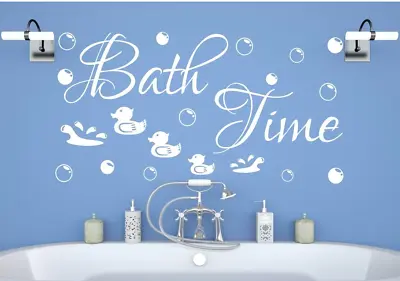 £4.80 • Buy Bath Time Bubbles Duck Wall Stickers Art Bathroom Decor Word Quote UK Zx137