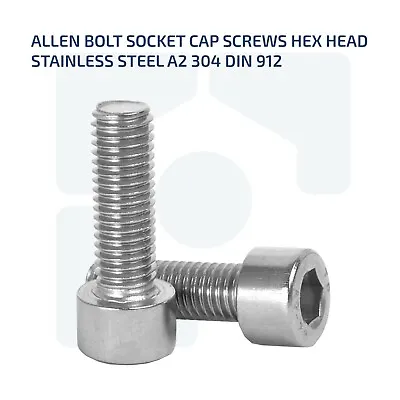 £0.99 • Buy M3 M4 M5 M6 Allen Cap Screws Bolts Stainless Steel Socket Screw Hex Head Din 912
