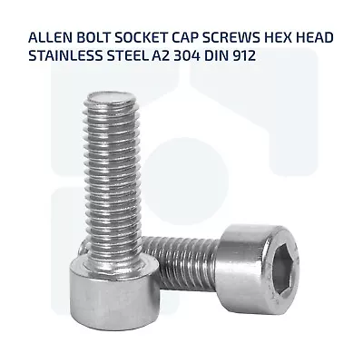 M4 X 10MM ALLEN CAP SCREWS BOLTS STAINLESS STEEL SOCKET SCREW HEX HEAD DIN 912 • £1.75