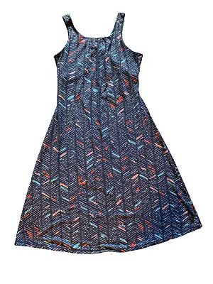 $19.99 • Buy Prana Open Back Sleeveless Dress Shelf Bra Gray Geometric Athleisure M