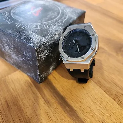 Casio G-Shock Silver And Black Custom GA2100 Mod Watch Casioak Gift For Men AP • $270