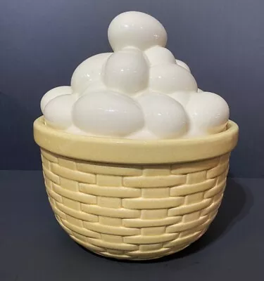 Vintage Ceramic Eggs In Basket Cookie Jar Method Made In USA • $29.99