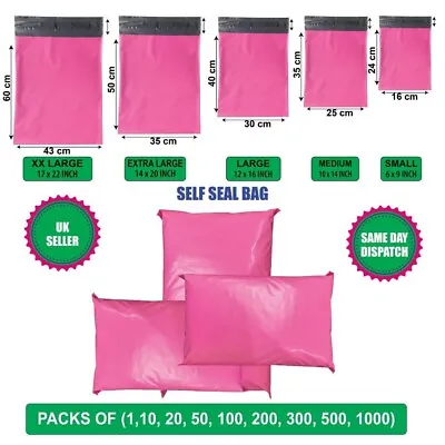 PINK Postal Mailing Bags Postage Coloured Plastic Packaging Parcel Shipping Bags • £2.99