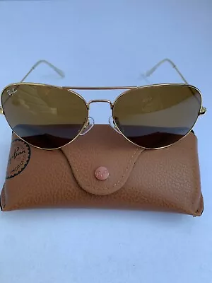 Ray-Ban Aviator Sunglasses 001/33 RB3026 Large 62m Gold Frame With Brown Lenses • $1.25