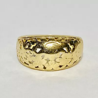 Ming's Honolulu 14K Yellow Gold Openwork Floral Scroll Size 6.25 Dome Ring 4.4g • $799