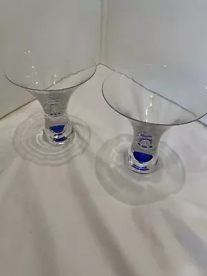 2 Vtg CIROC Martini Cocktail Glass 8 Oz Clear With Blue Bubble Base Replacement • $25