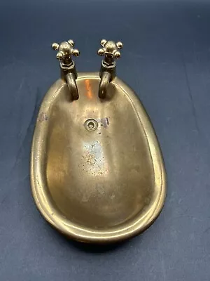 Vintage Brass Bathtub Soap Dish Soap Holder Bathroom Vanity Figurine • $19.95