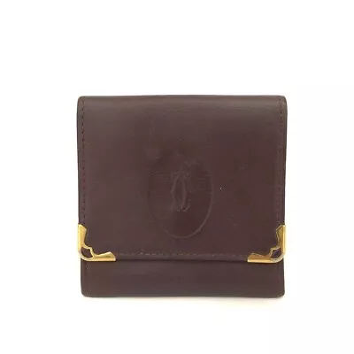 Must De Cartier Leather Coin Purse Wallet/9Y0178 • $1