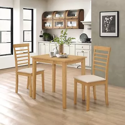 Small Solid Wooden Dining Table And 2 Chairs Set In Oak Finish Kitchen • £189.99