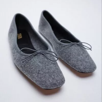 NWT Zara Gray Felt Ballet Flats 2521/710 • $35