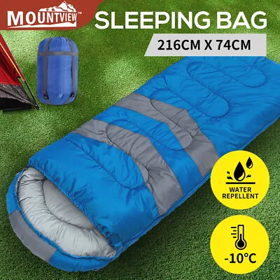 Mountview Sleeping Bag Single Bags Outdoor Camping Hiking Thermal -10℃ Tent Blue • $39.99