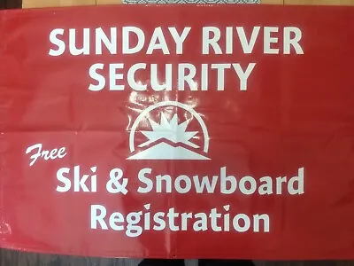 Vintage Sunday River Security Vinyl Ski And Snowboard Registration Sign Newry ME • $60