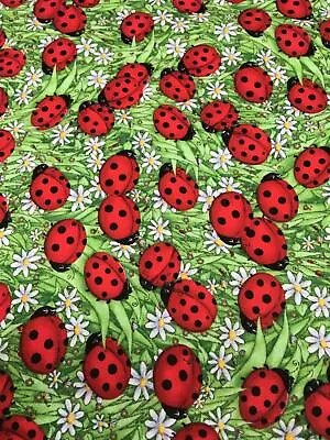 Fat Quarter Ladybird Insect Bug Timeless Treasures 100% Cotton Fabric For Masks • £4.99