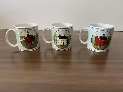 Sakura Warren Kimble Country Life Mugs Brandon House Set Of 3 Folk Art Barn • $20