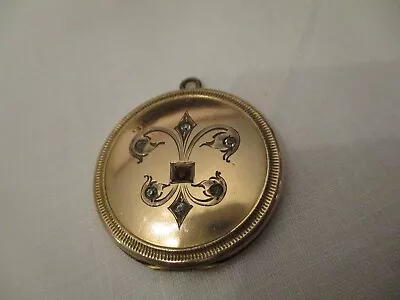 Antique Pocket Watch FOB Rose Gold Filled W Paste & Ruby  & Monogram Locket • $51