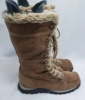 Original Y2K SKECHERS Grand Jams Boots Womens Sz 10 EU 40 Tan Leather Faux Fur  • $27