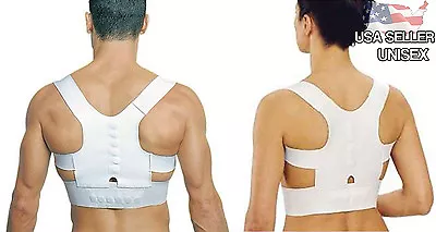 Adjustable Magnetic Brace Posture Back Support & Shoulder Corrector Therapy Belt • $9.99