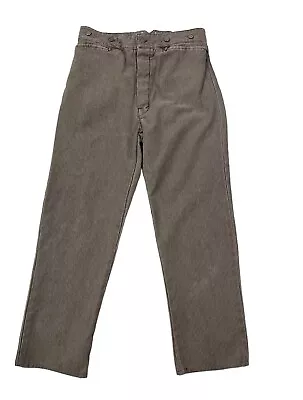 Wah Maker Mens 34 Meas 33.5x29.5 Brown Frontier Stripe Pants Suspender Buttons • $40.95