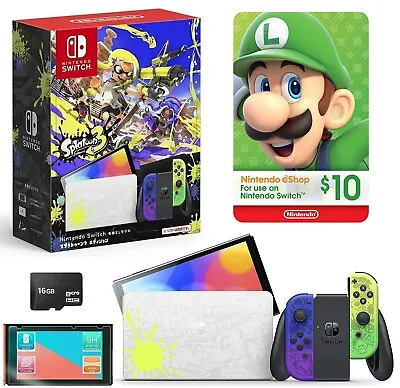 NEW Nintendo Switch OLED Splatoon 3 Limited Edition Console + Big Gamer Bundle • $309.95