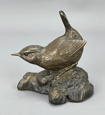 Vintage LIFE SIZE Solid BRONZE WREN On Rock By ALAN GLASBY OBE GM (1945-2008) • £195