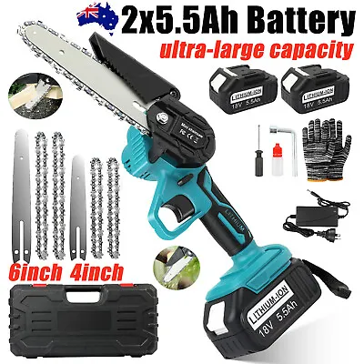 Mini Chainsaw Electric 4 + 6  Cordless Battery Cutter Chain Saws Wood For Makita • $40.99