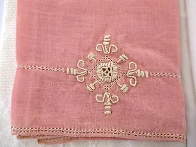 Napkin Handmade Vintage Pink Cutwork Embrodered • $10.67