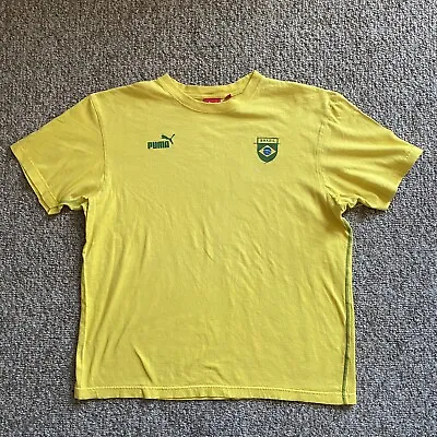 Puma T Shirt Brasil World Cup 2010 Mens Large Yellow Short Sleeve Soccer Brazil • $13.59