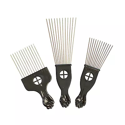 3 Pcs Metal Hair Pick Combs Afro Pick Comb Wide Tooth Hair Pick Comb Salon Using • $12.17