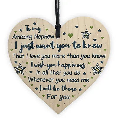 Nephew Gifts From Auntie Uncle Gift Wood Heart Nephew Birthday Christmas Gift • £3.99