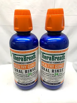 $15.60 • Buy *LOT OF 2*TheraBreath Healthy Gums Oral Rinse-CLEAN MINT-16oz-EXP 02/24*New