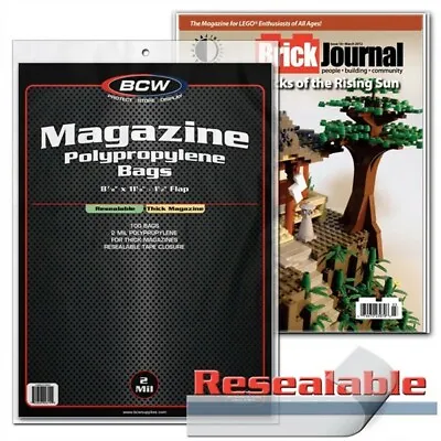 Pack Of 100 BCW RESEALABLE THICK Magazine Poly Bags - 8 7/8 X 11 - Acid Free • $15.69