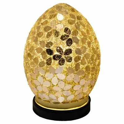 Egg Lamp Mini Mosaic Glass  Gold Flower Table Lamp Desk Bedside Lounge LM71CG • £24.99