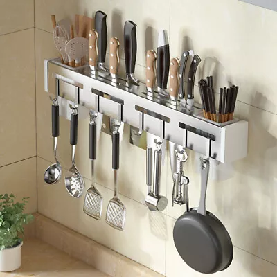 Kitchen Hanging Pot Pan Rack Wall Mount Iron Storage Shelf Saucepan Knife Holder • £9.90