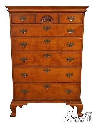 63684EC: ELDRED WHEELER Tiger Maple Chippendale Tall Chest • $3495