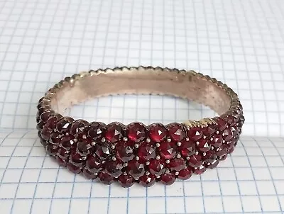 Antiques Bracelet Natural Czech Garnet Pyrope Tompak Gilding Women's Jewelry • $360