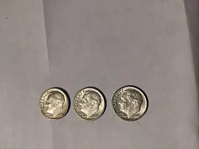 1963 D  Dime Coins. ( 3 Coin Lot)  UNC - BU . SILVER  • $14.99