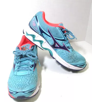 MIZUNO WAVE INSPIRE 13 Womens Size 9 Blue/Orange J1GD174425 Sneakers EUC • $24.99