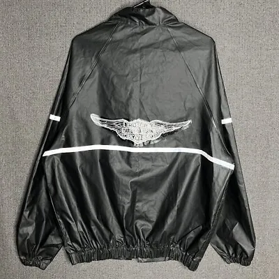 Harley Davidson Rain Jacket Men's Small Black Reflective Motorcycle Riding Sport • $30