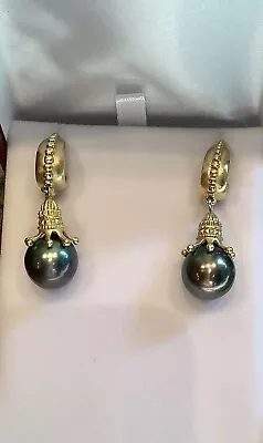 Cynthia Bach 18k Gold Tahitian Black Pearl  Earrings • $4100