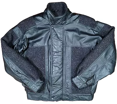 Vintage U2 Wear Me Out Genuine Leather & Wool Bomber Jacket Coat Mens 42 Black • $49.99
