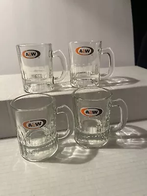 Vintage 4 A&W Root Beer Mini Mug AW Oval Logo 3  Tall Collectible Glass Shot • $12.50