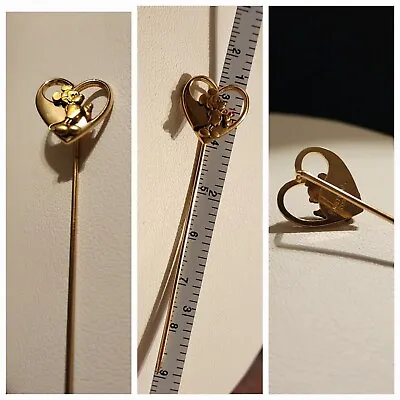 Walt Disney Mickey Mouse Gold Metal Hat Stick Vintage Pin Brooch! Not Scrap  • $13.95