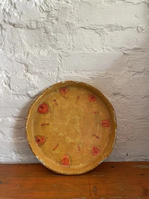 £4.99 • Buy Vintage Hand Painted Papier Mache Tray In Orange And Yellow