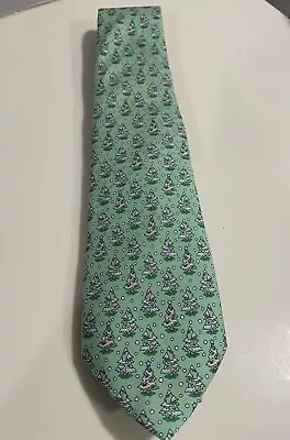 Vineyard Vines Boys Neck Tie 100% Silk Novelty Green Christmas Tree USA Made • $24.95