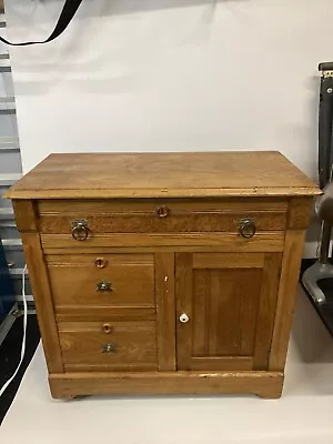 Antique Late Victorian Oak Washstand Cabinet Chest Dresser Nightstand Table • $250