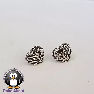 $44 • Buy Authentic Pandora FLOURISHING HEARTS Stud Earrings Family Tree Of Life 297085 